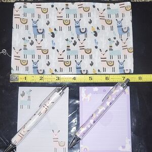 Llama Print Pencil Case with Notepads and Pens